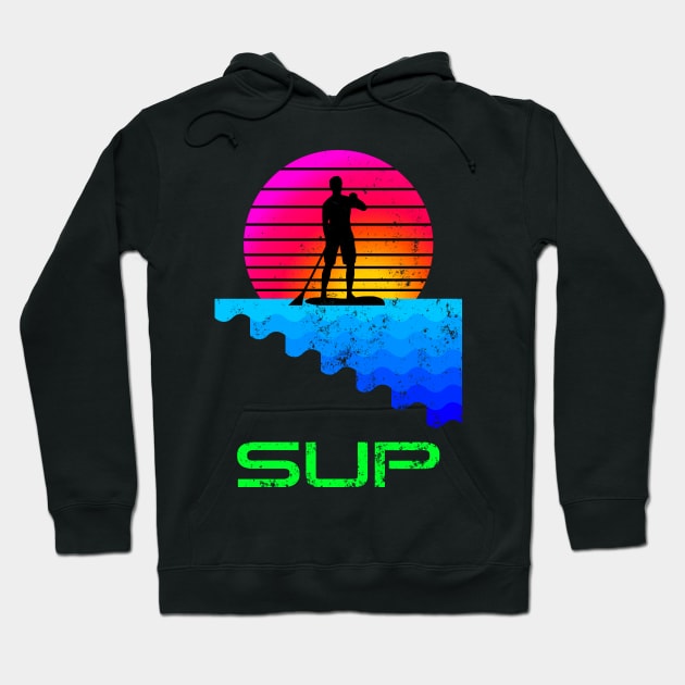 Retro Stand Up Paddle Boarding SUP Hoodie by dmorit